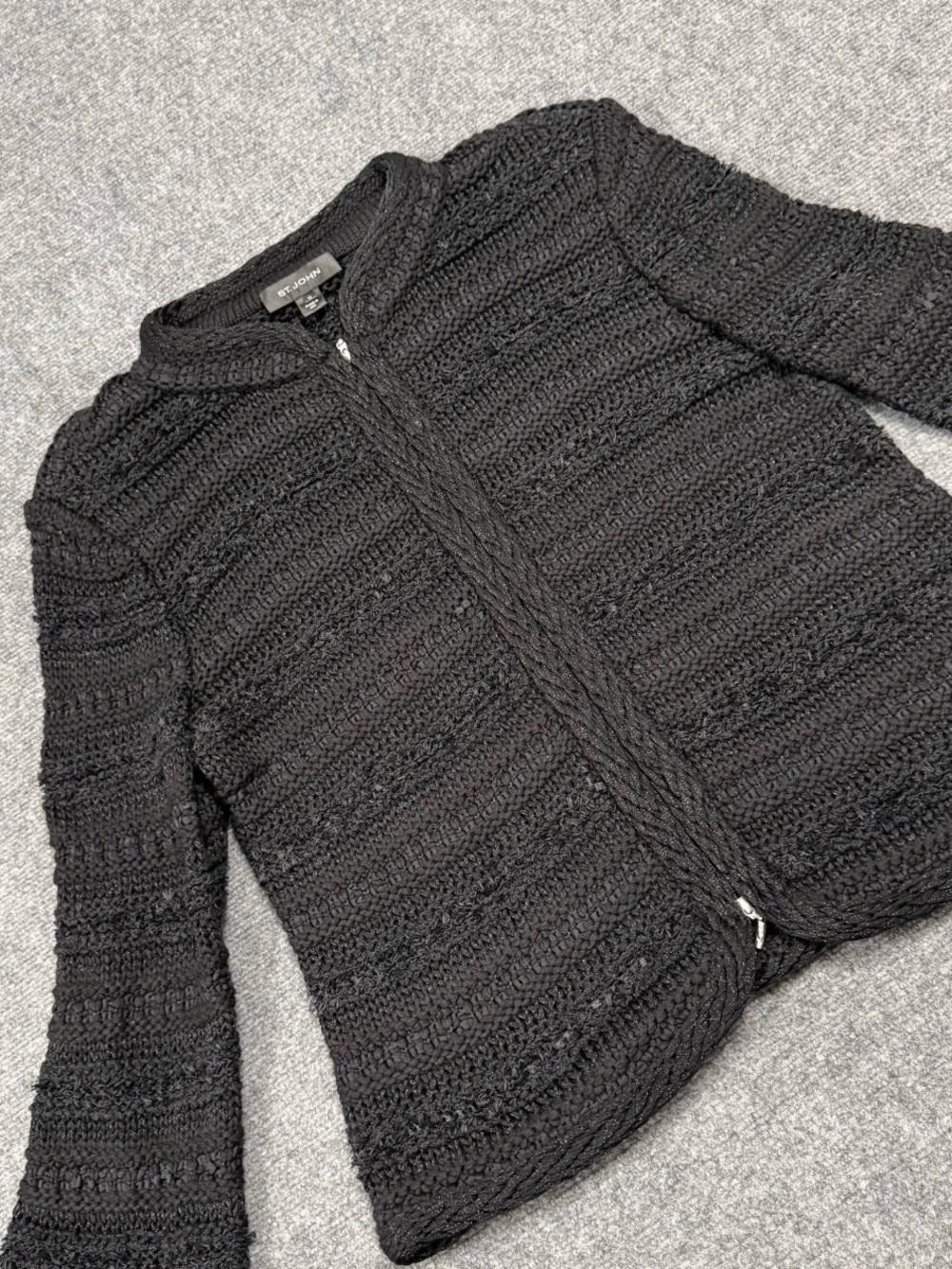 St. John Black  knit sweater jacket Size 12